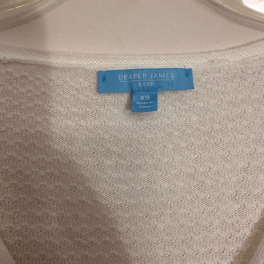 Draper James Rsvp White Textured Button Deep V Ne… - image 3